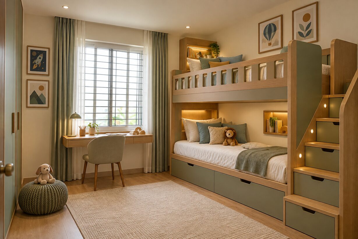 Children's bedroom in a 3 BHK apartment, Krishna Mystiq